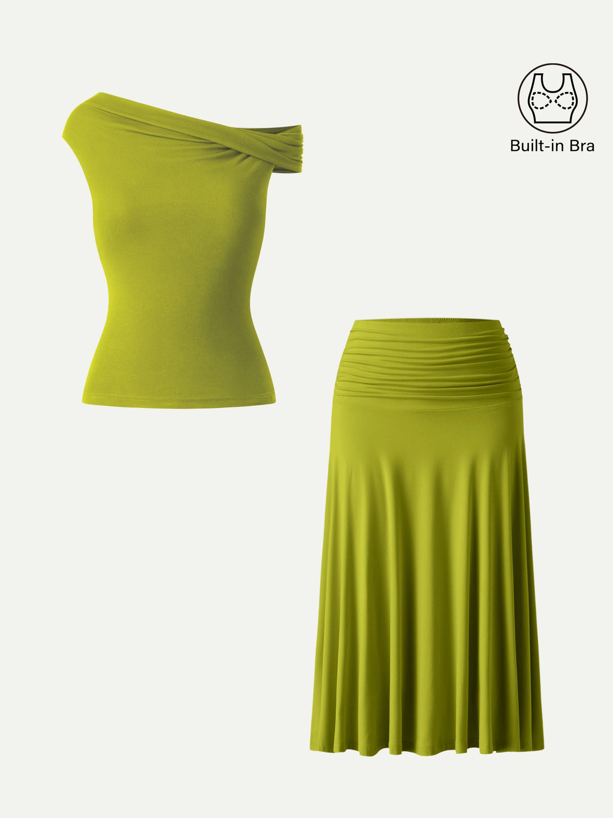 Ensemble femme 2 pièces avec top bralette et jupe midi trapèze
