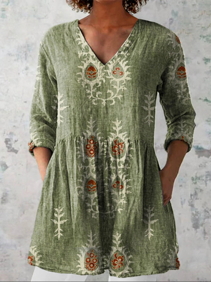 Elise | Blouse longue à col en V – mode femme