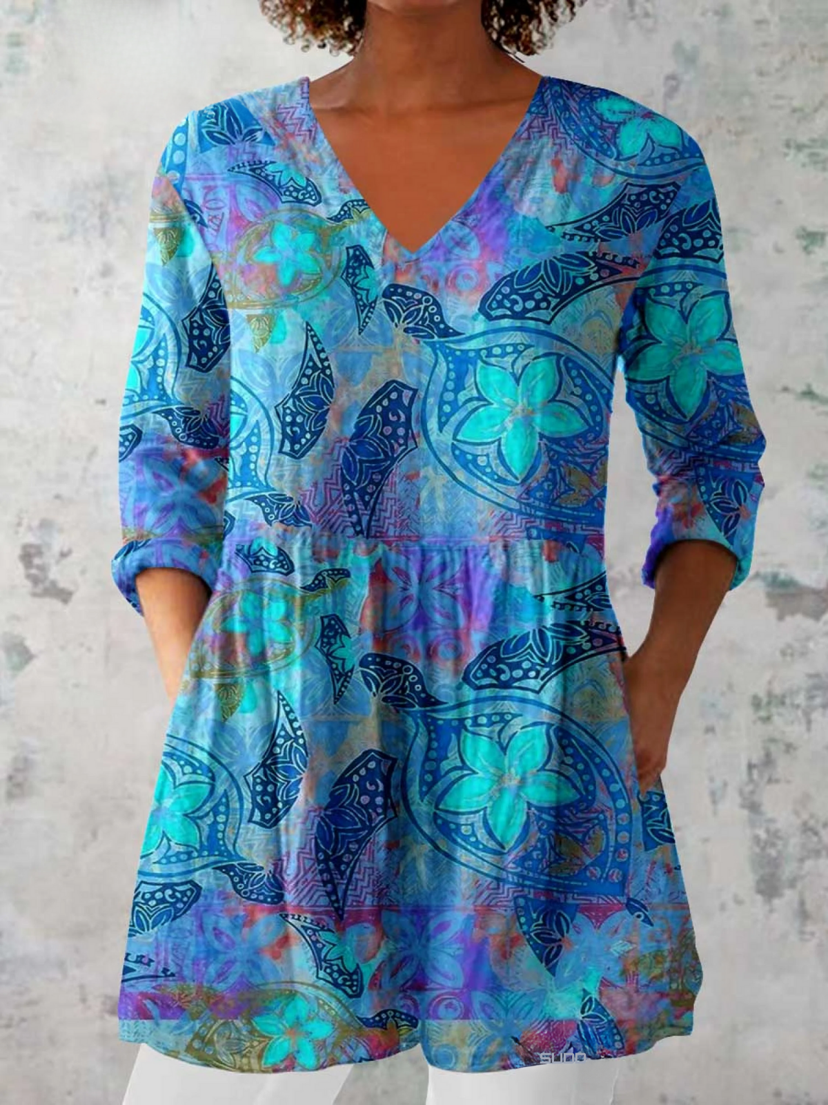 Juliette | Blouse longue à col en V – mode femme