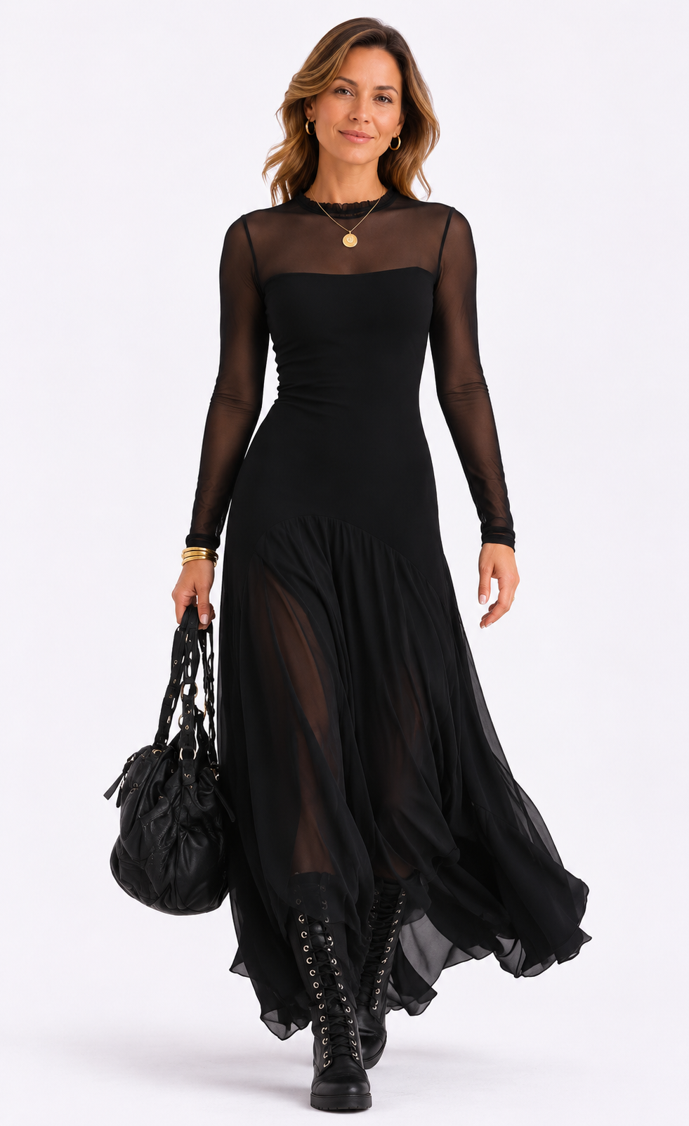 NOÉMIE | Robe longue évasée en tulle noir
