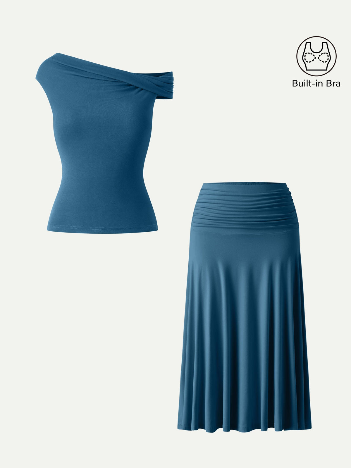 Ensemble femme 2 pièces avec top bralette et jupe midi trapèze