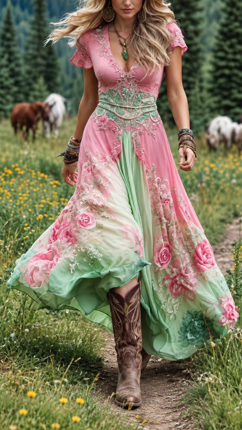VIOLETA | Robe longue fleurie d’inspiration bohème