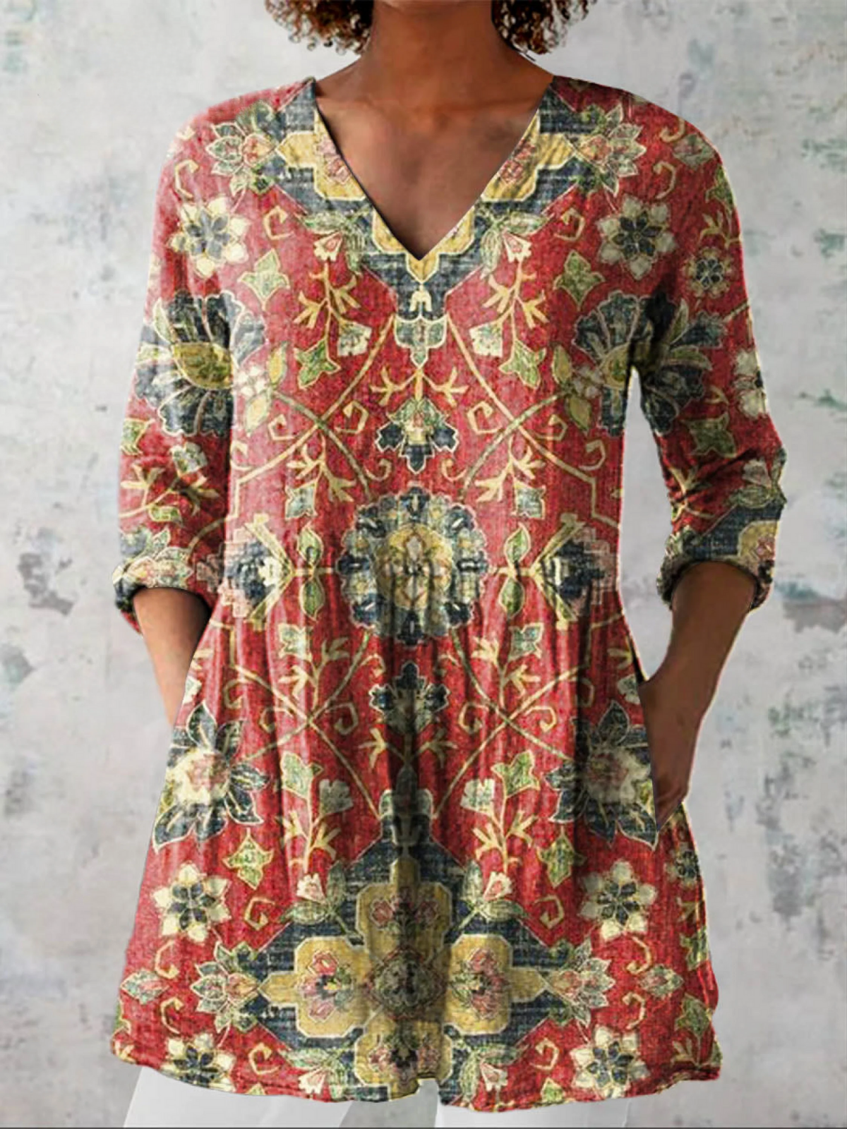 Lea | Blouse longue à col en V – mode femme