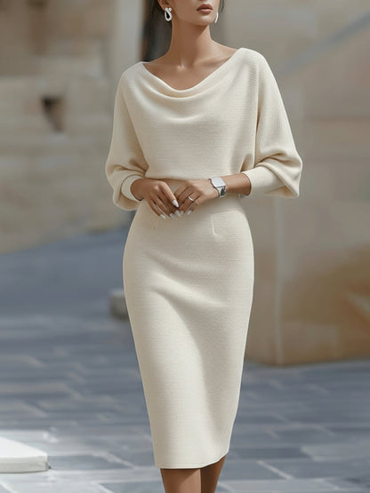 Alice | Robe midi drapée blanche