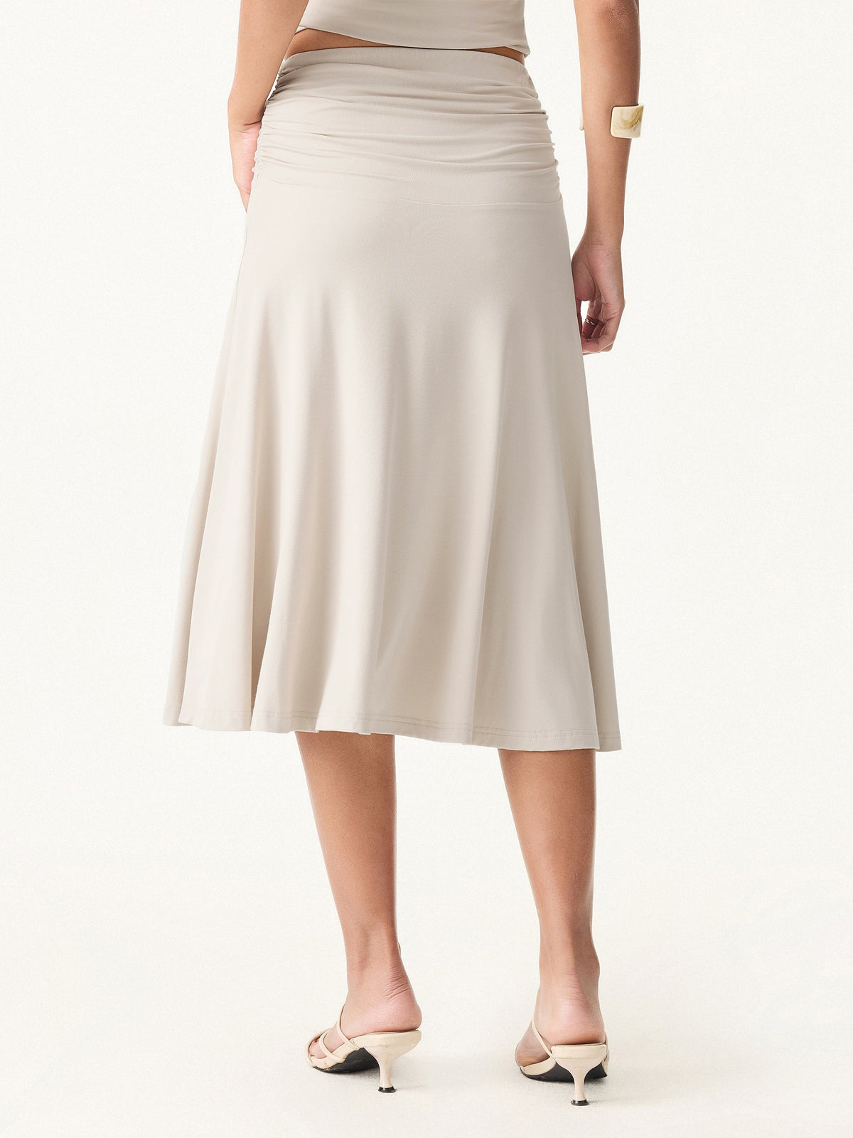 Ensemble femme 2 pièces avec top bralette et jupe midi trapèze