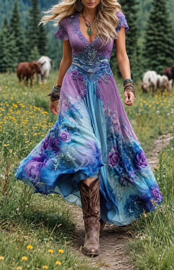 VIOLETA | Robe longue fleurie d’inspiration bohème