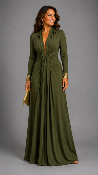 VIMMER | Robe longue drapée à décolleté en V