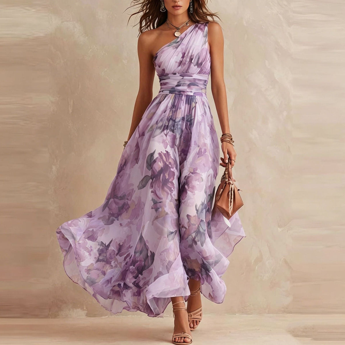 ELWIRA | Robe fleurie asymétrique à une épaule