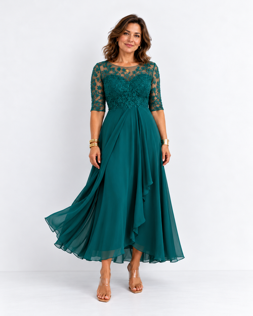 RHONDA | Robe midi élégante en dentelle