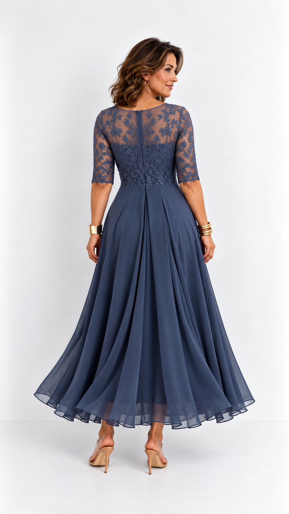 RHONDA | Robe midi élégante en dentelle