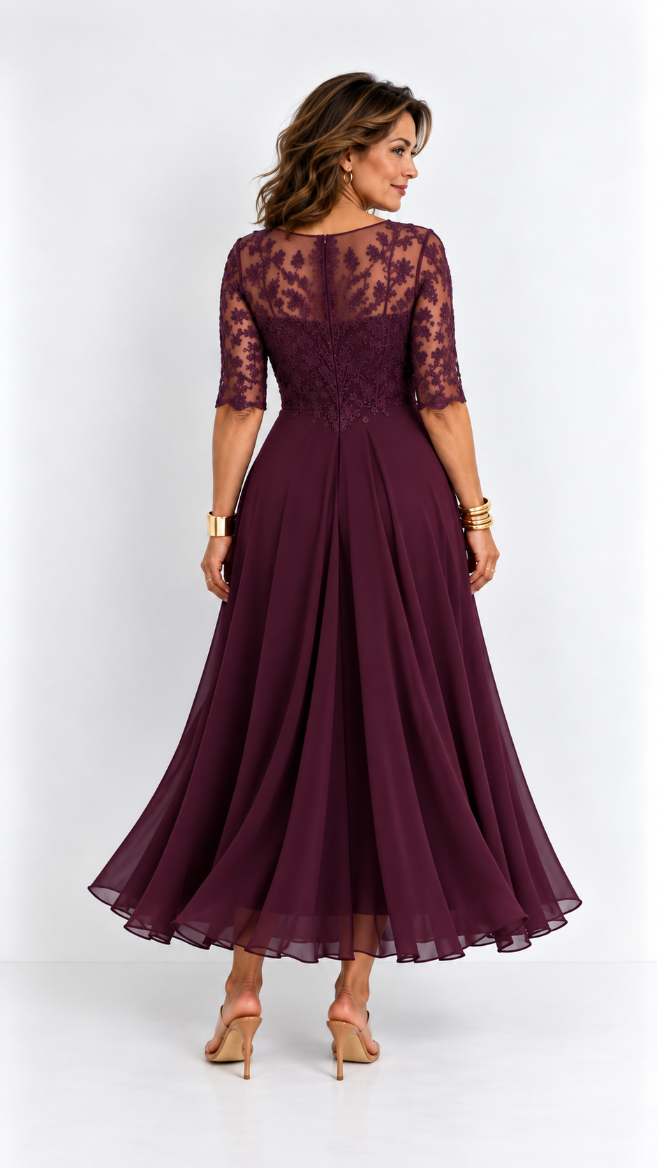 RHONDA | Robe midi élégante en dentelle