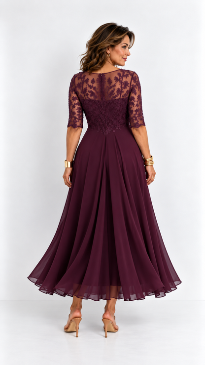 RHONDA | Robe midi élégante en dentelle