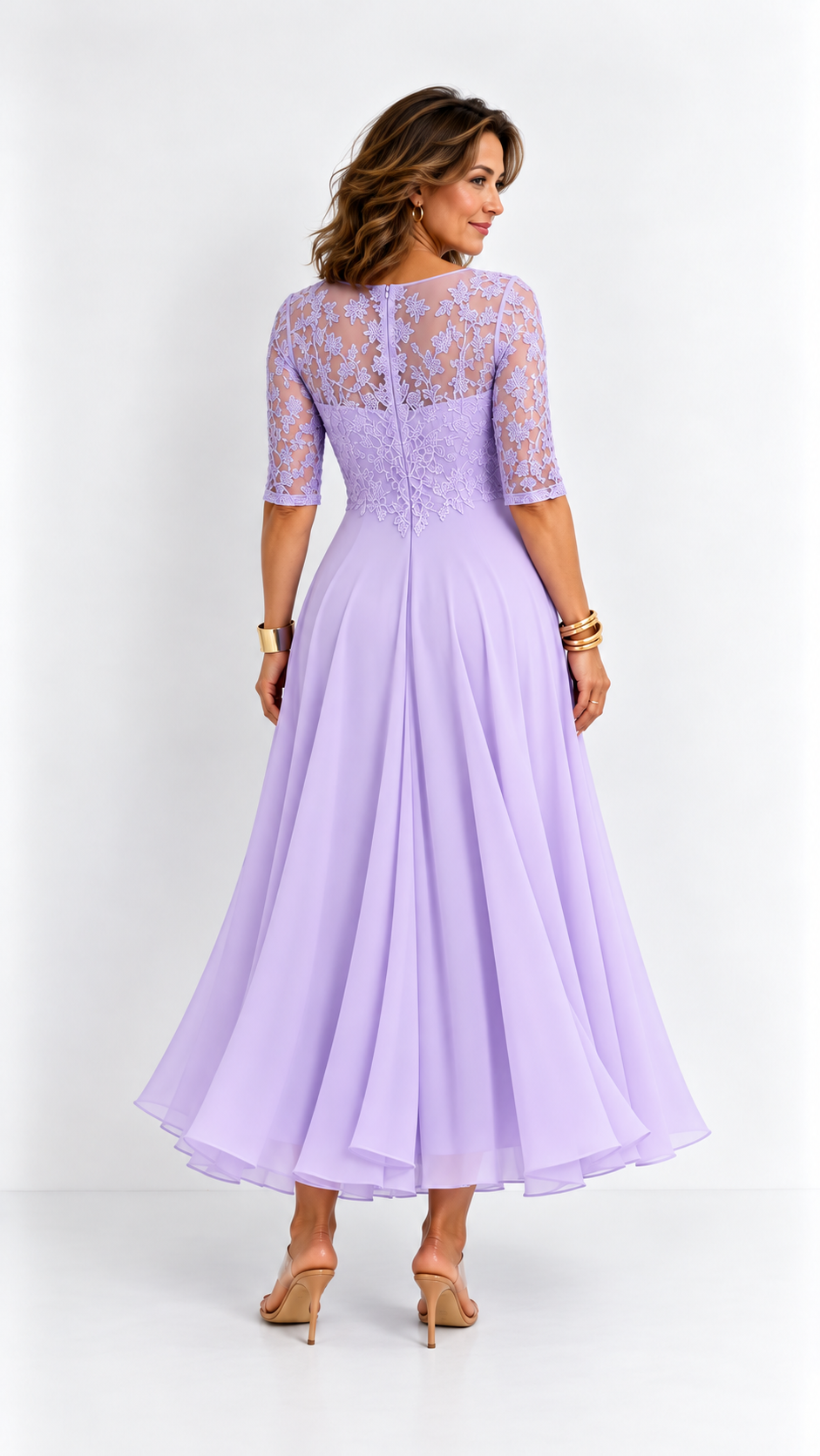 RHONDA | Robe midi élégante en dentelle
