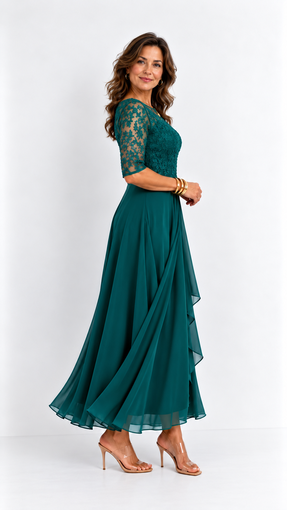 RHONDA | Robe midi élégante en dentelle
