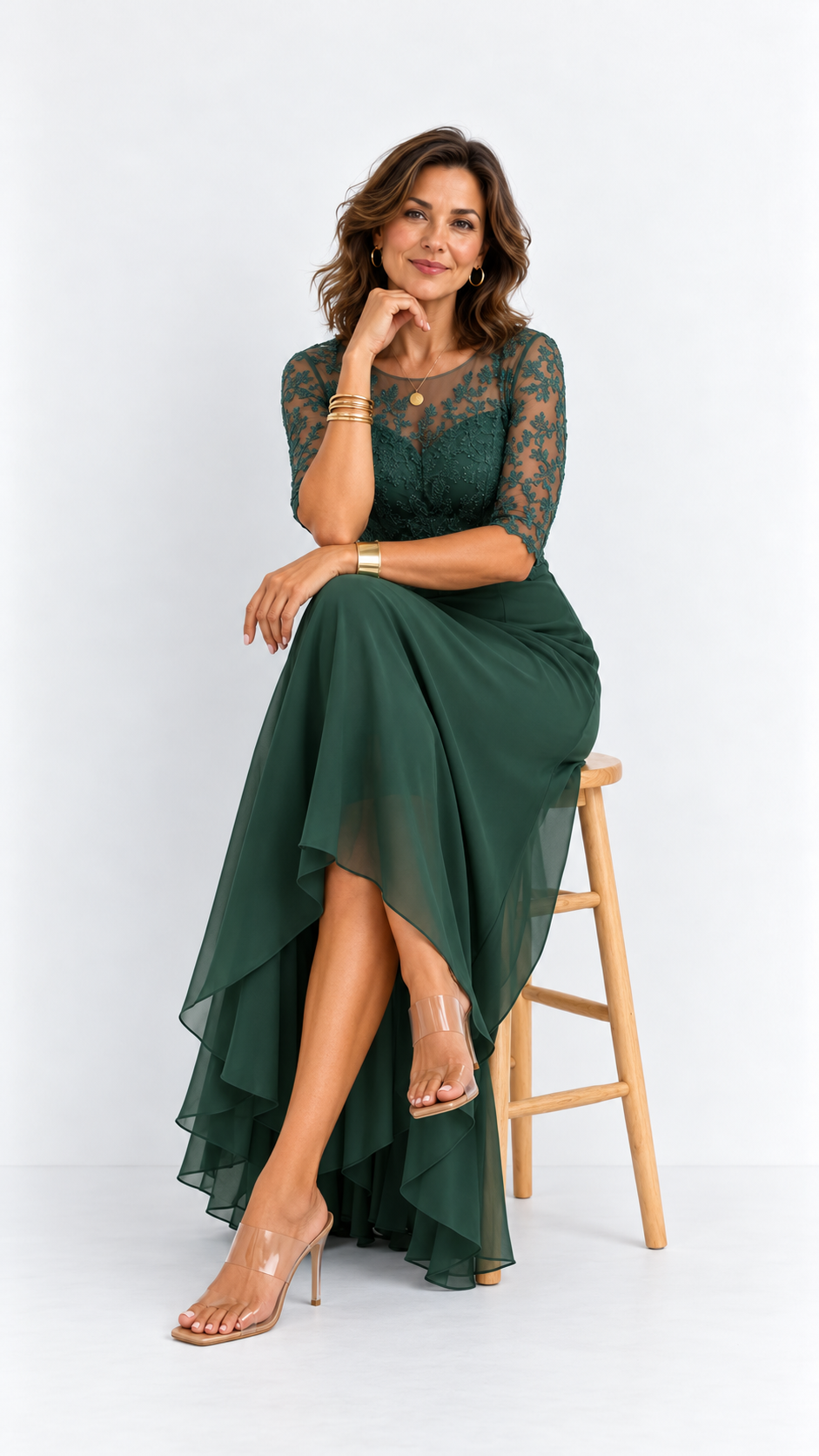 RHONDA | Robe midi élégante en dentelle