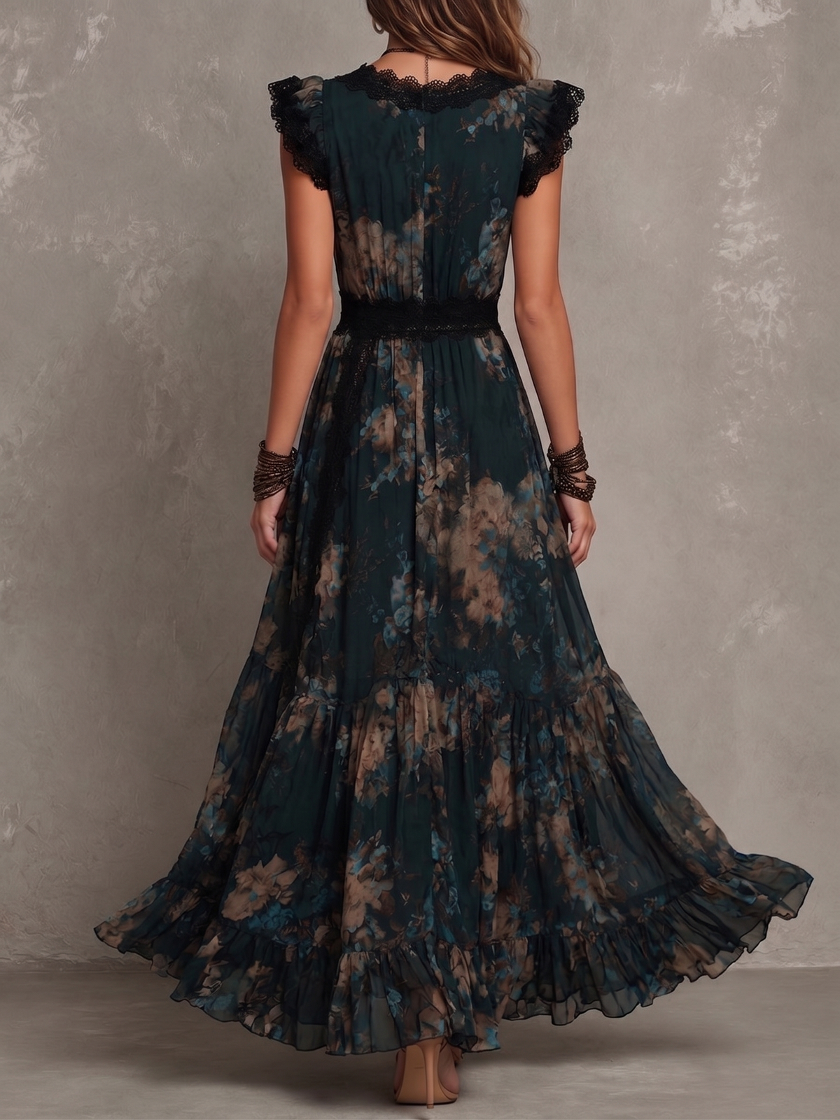AGATA | Robe longue fleurie à volants