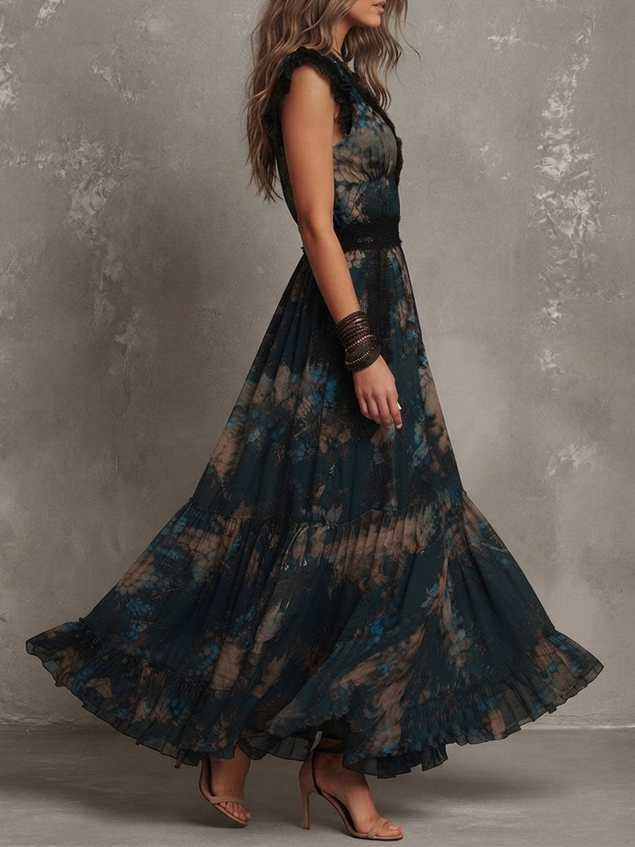 AGATA | Robe longue fleurie à volants