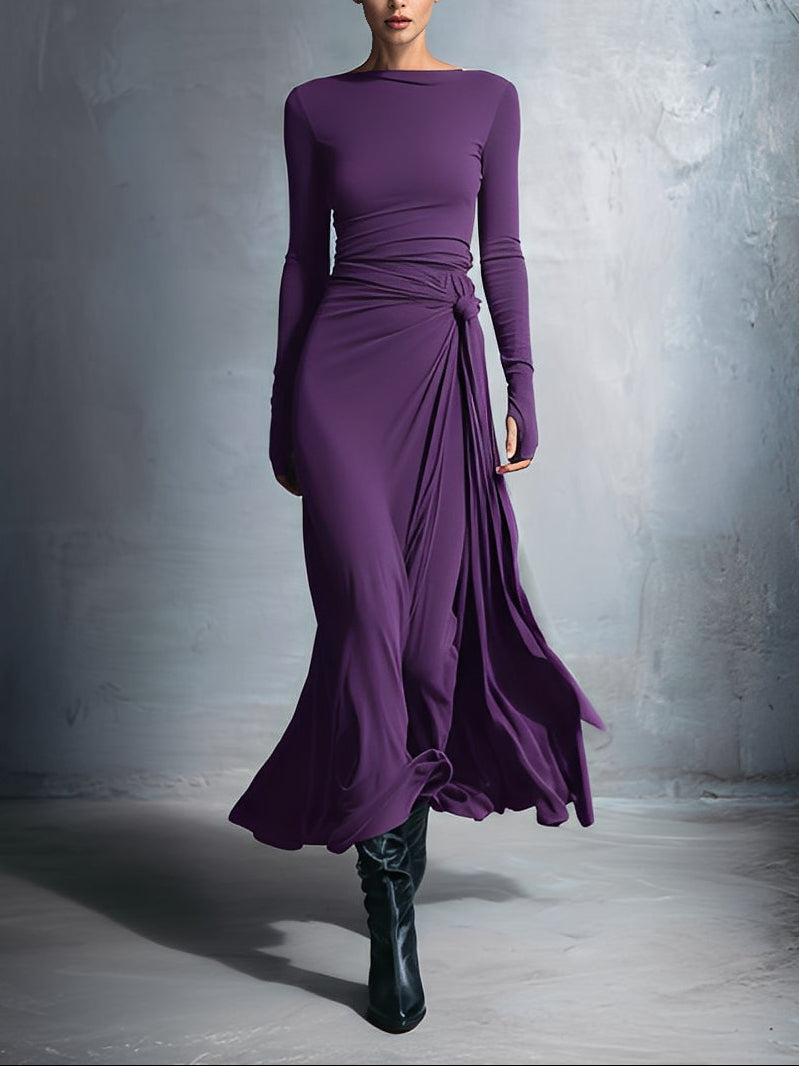 NAOMI | Robe longue portefeuille à nouer sur le côté