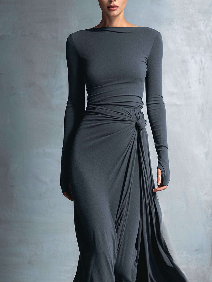 NAOMI | Robe longue portefeuille à nouer sur le côté