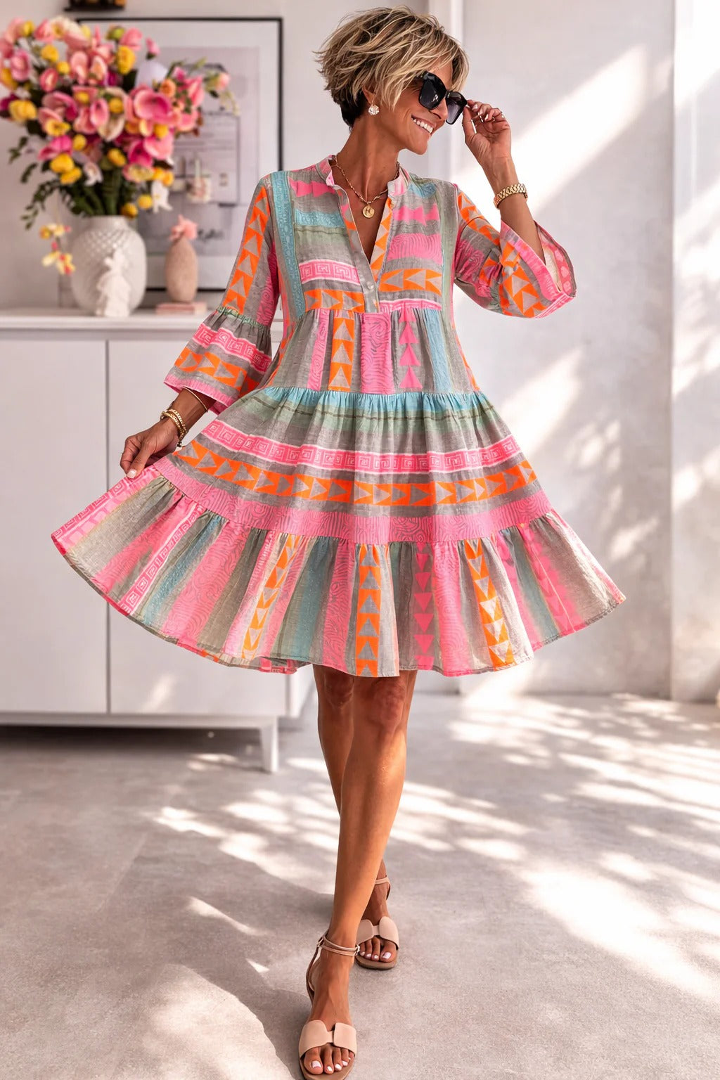 Lucy | Robe midi fluide à motif