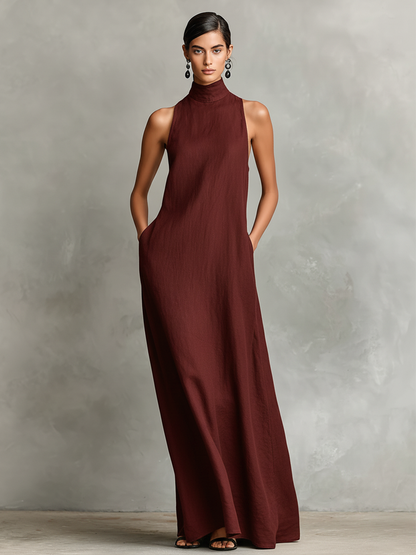 Catherine | Robe longue noire minimaliste